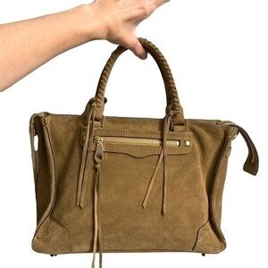 Rebecca minkoff suede brown leather satchel bag